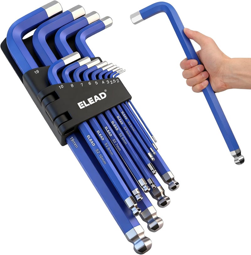 ELEAD Jumbo Hex Key Allen Wrench Set | 13-Piece Metric 2-19mm | Long Ball End Durable S2 | Automotive | Mechanic | Furniture | Professional Grade Tools - Image 1